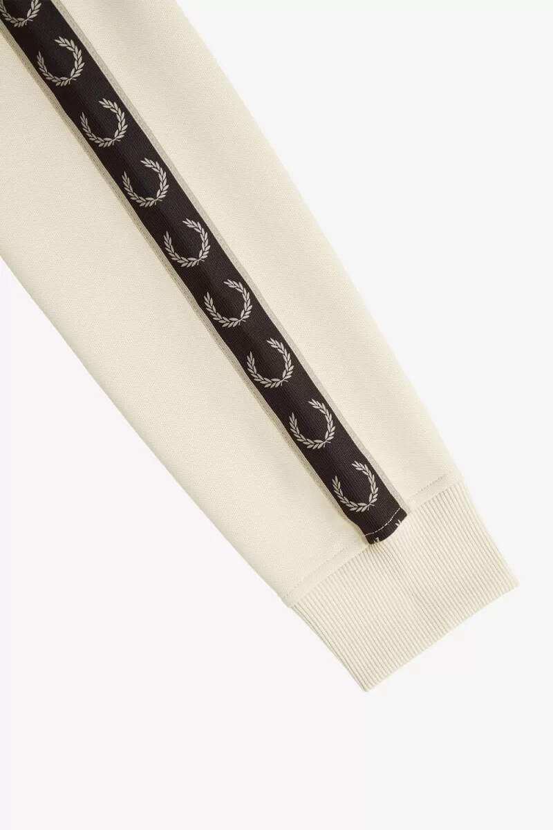 fred perry trainingsjacke für herren mit kontrastband farbe haferflocken-warmgrau