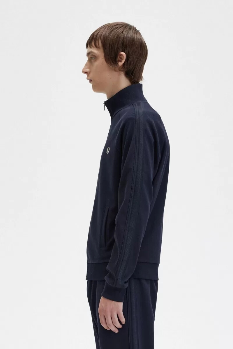 fred perry herren-trainingsjacke mit strickband marineblau
