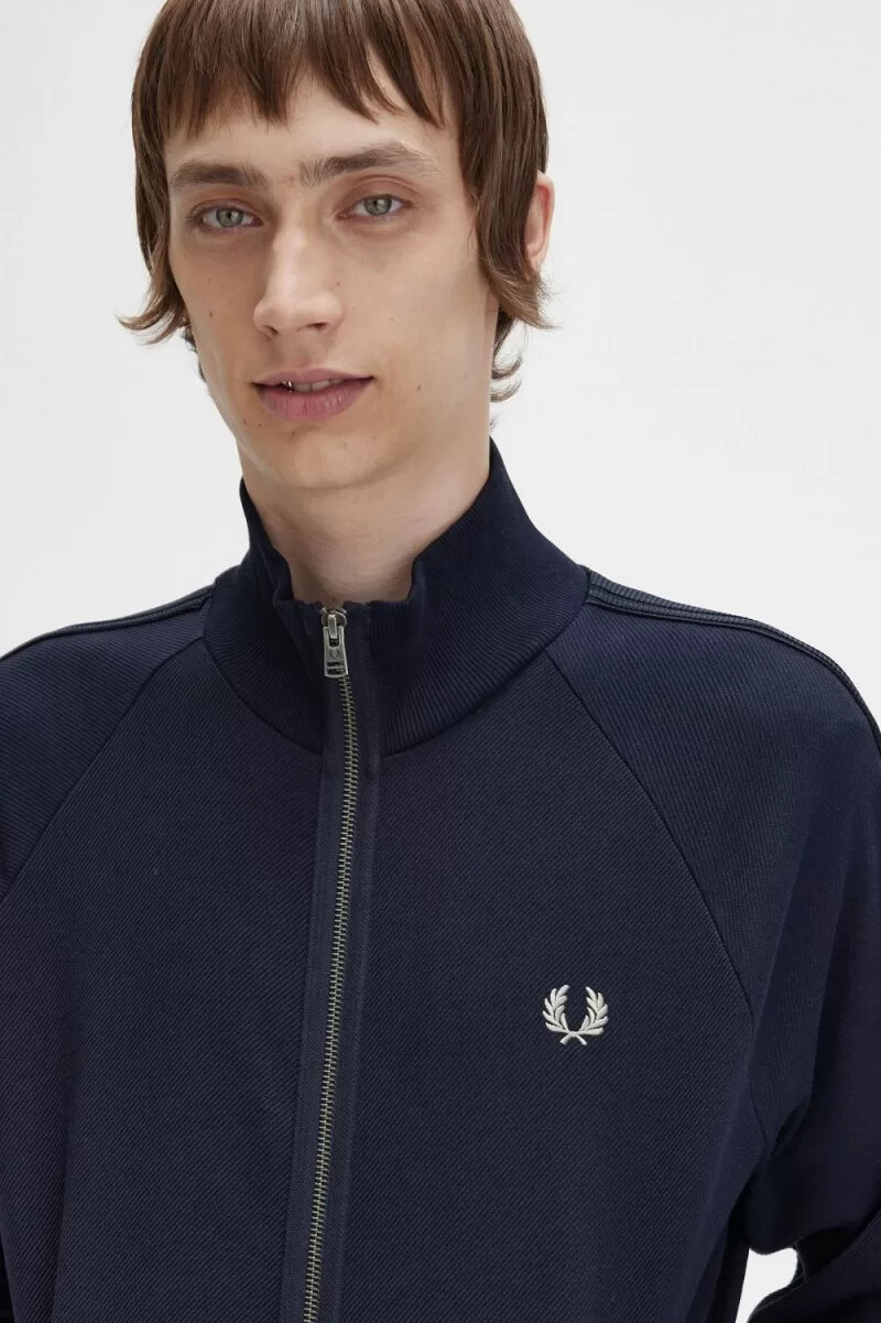 fred perry herren-trainingsjacke mit strickband marineblau
