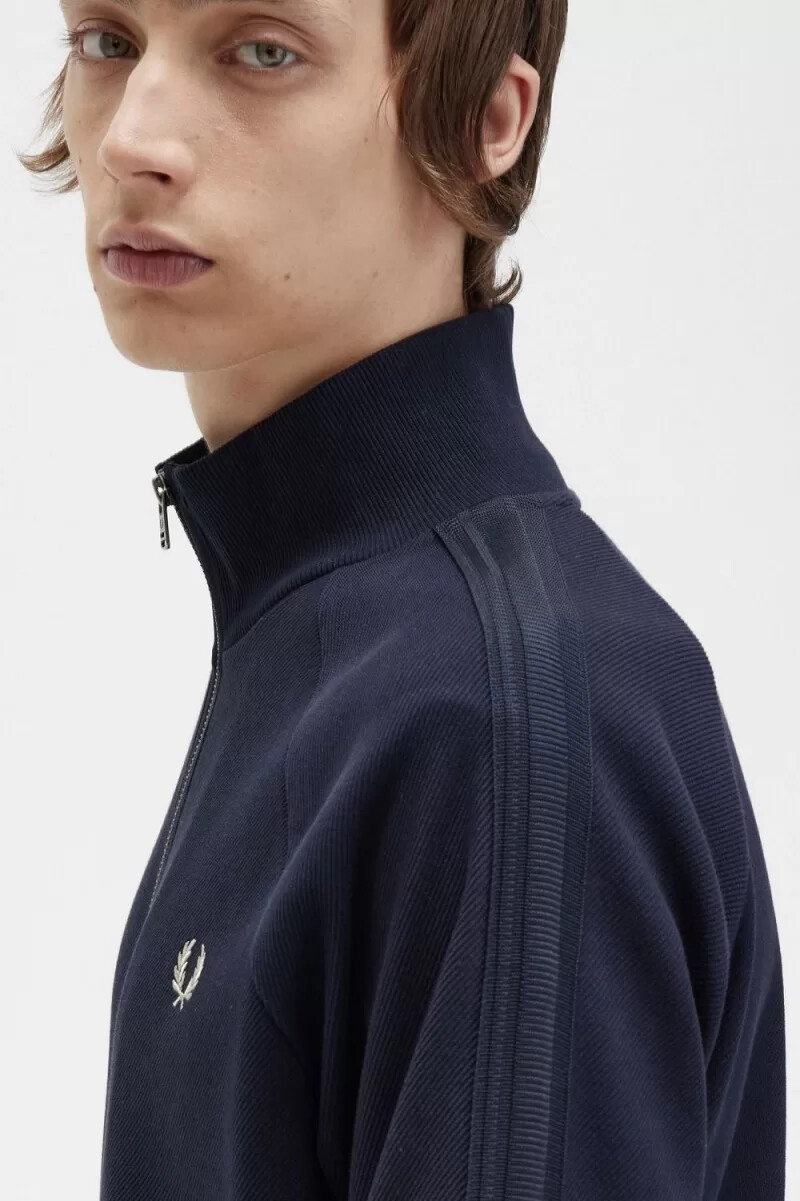 fred perry herren-trainingsjacke mit strickband marineblau