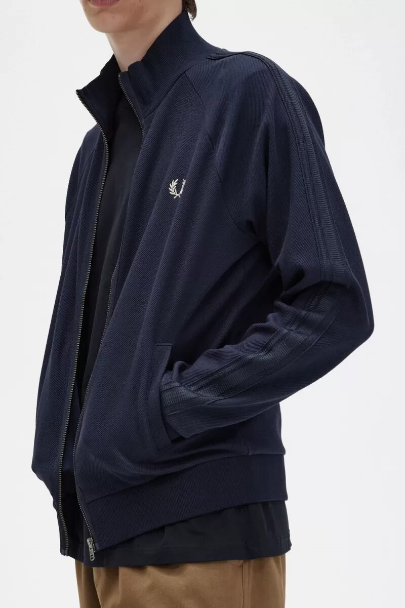 fred perry herren-trainingsjacke mit strickband marineblau