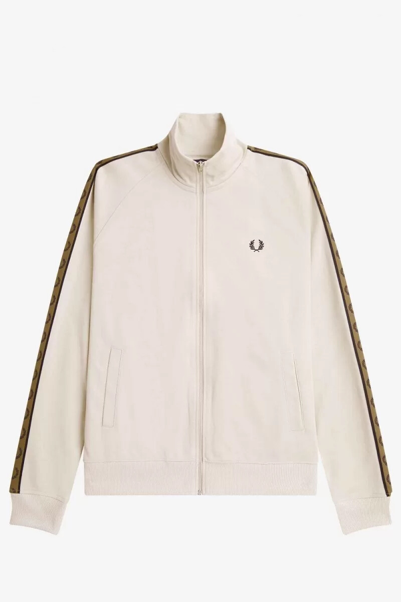 fred perry trainingsjacke für herren mit kontrastband haferflockenbraun