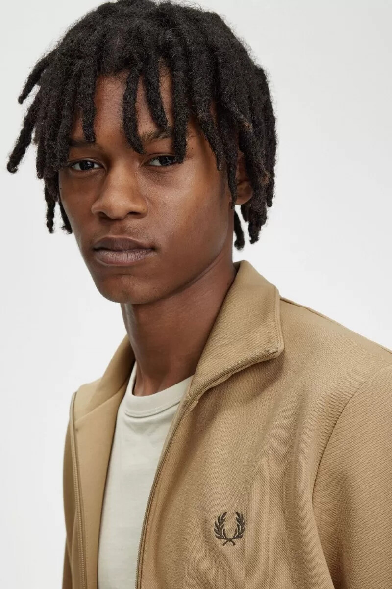 fred perry herren-trainingsjacke mit tape-detail grün