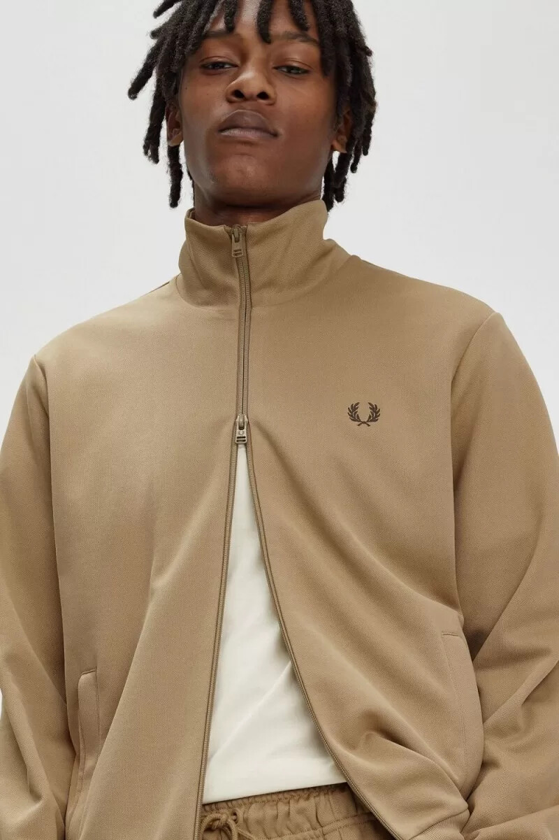 fred perry herren-trainingsjacke mit tape-detail grün