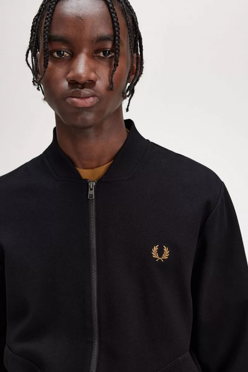 fred perry herren-trainingsjacke mit ziernähten schwarz