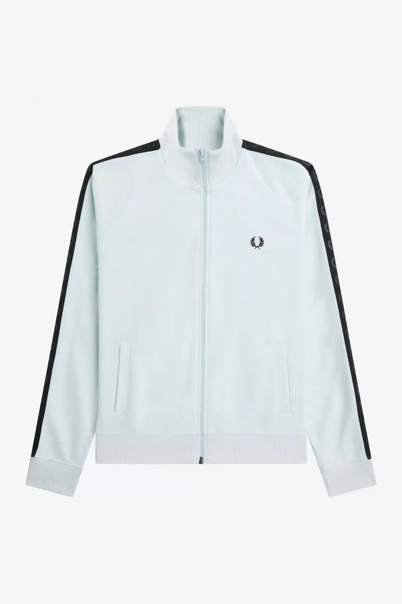 fred perry herren-trainingsjacke mit ton-in-ton-verstärkung hellblauschwarz