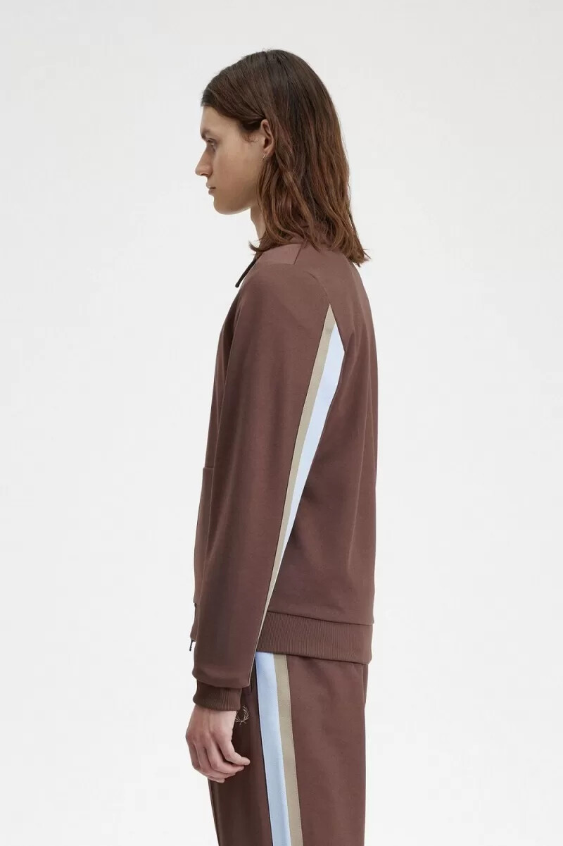fred perry herren-trainingsjacke mit kragen und tape-details dunkelrot