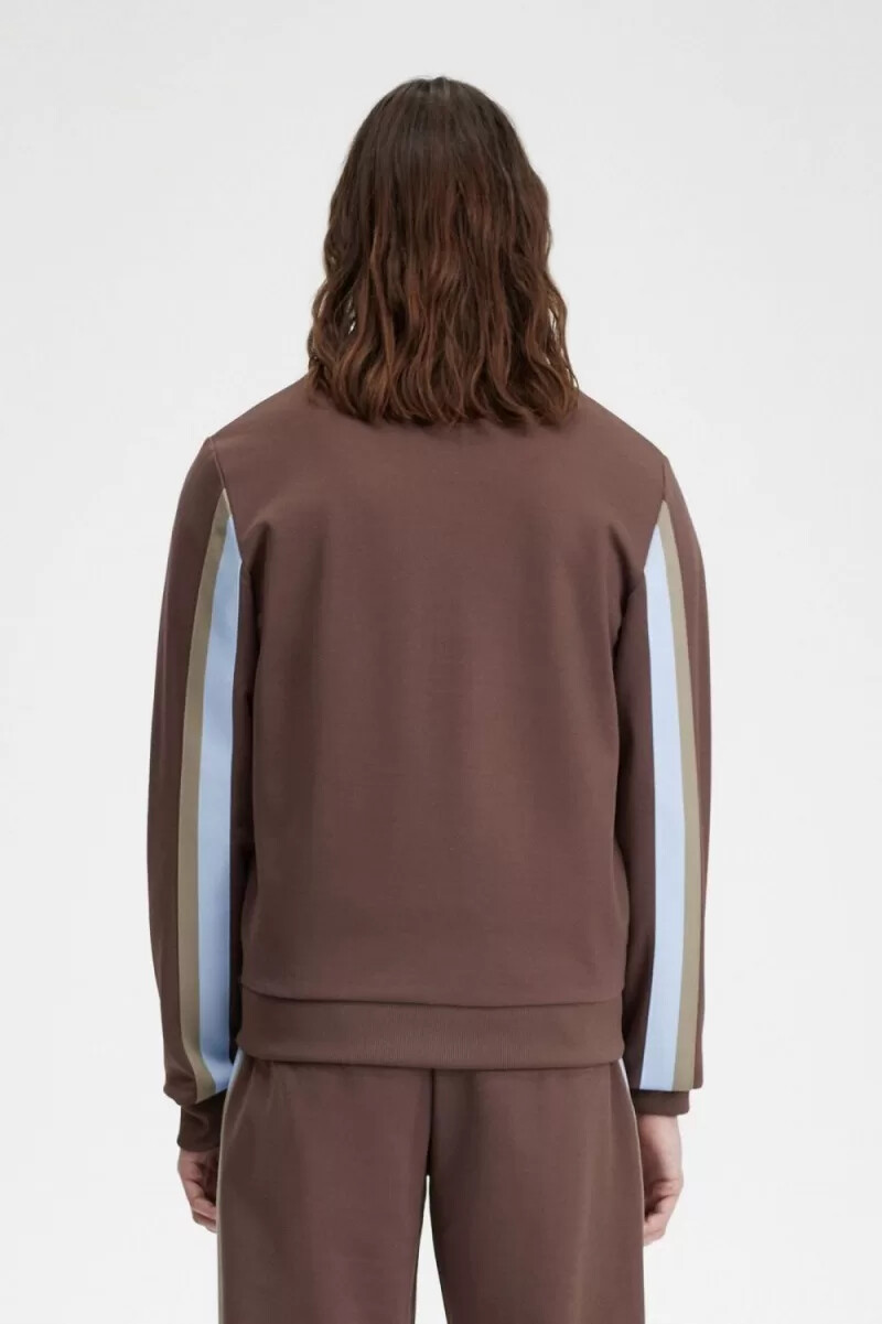 fred perry herren-trainingsjacke mit kragen und tape-details dunkelrot
