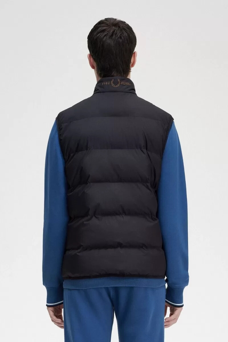 fred perry gefütterte herrenweste schwarz