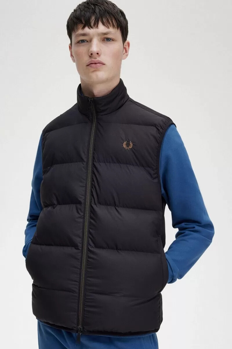 fred perry gefütterte herrenweste schwarz