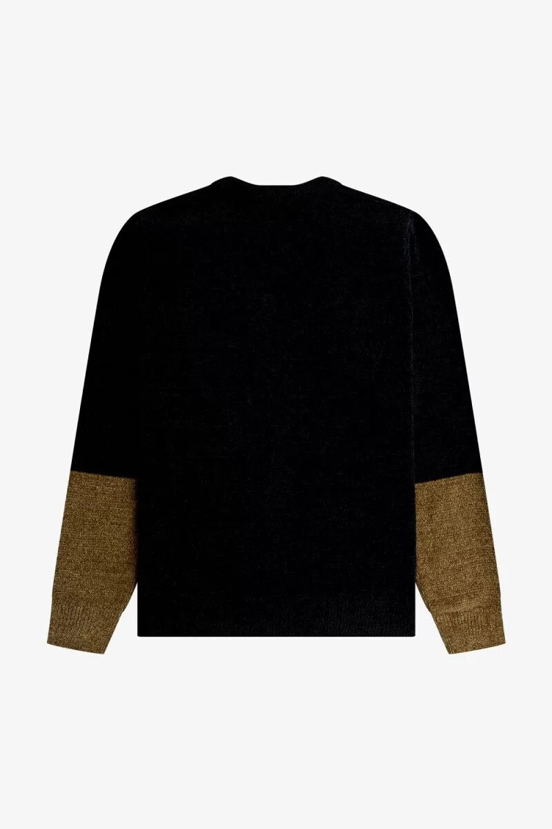fred perry herren-cardigan aus chenille mit farbblockmuster schwarz