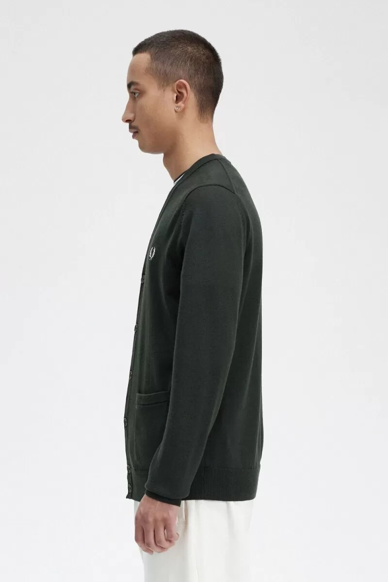 fred perry klassische herren-strickjacke nachtgrün