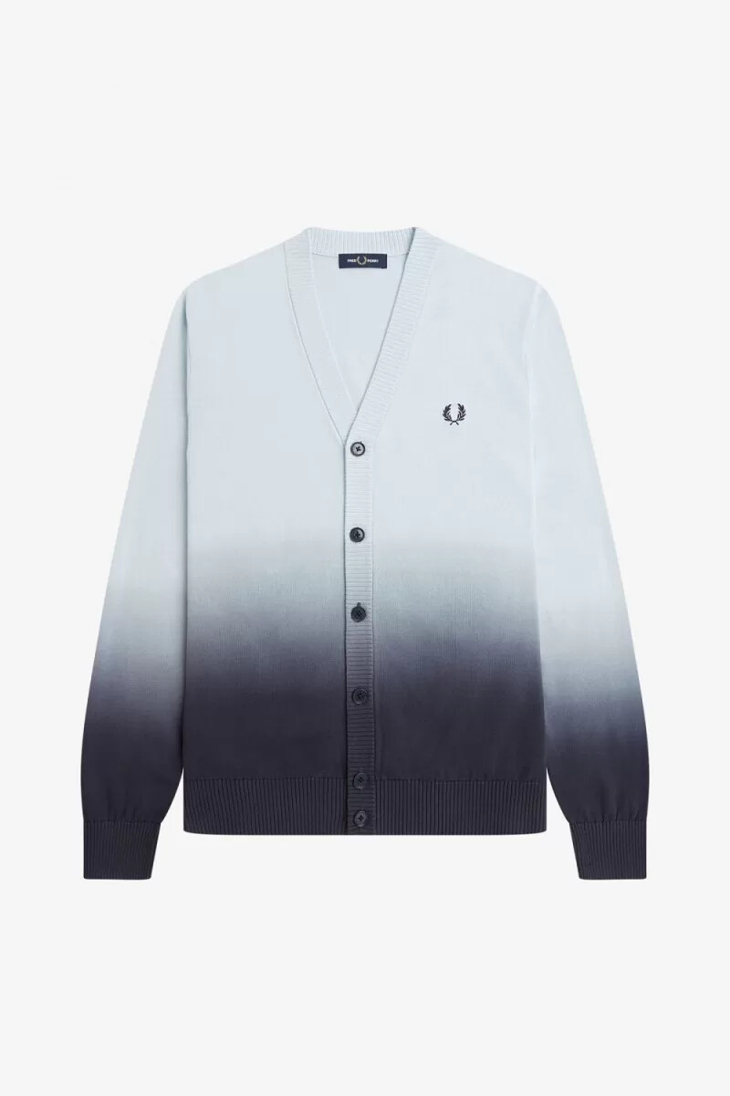 fred perry ombre herren-cardigan hellblau