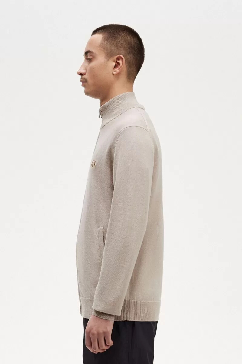 fred perry herren-cardigan mit reißverschluss dunkelbraun