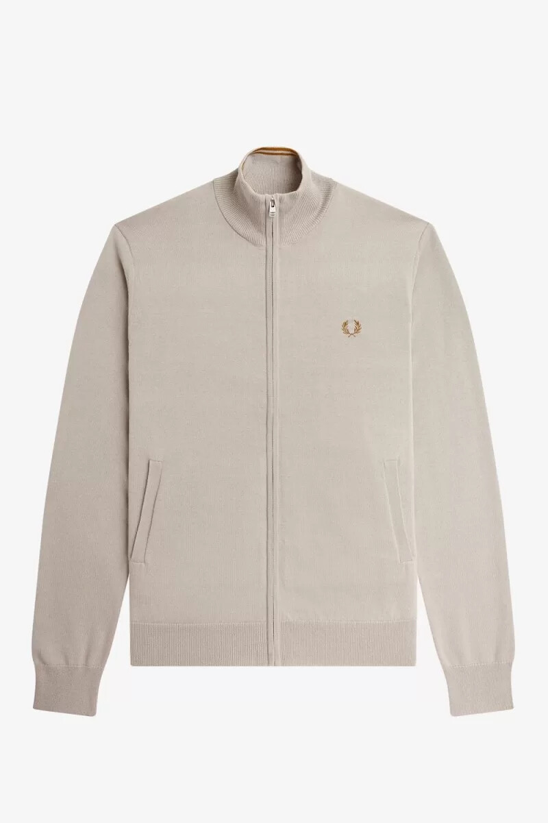 fred perry herren-cardigan mit reißverschluss dunkelbraun