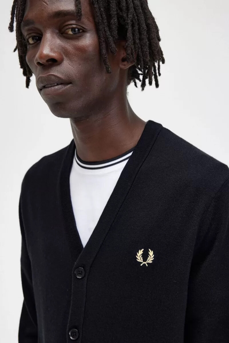 fred perry klassische herren-strickjacke schwarz
