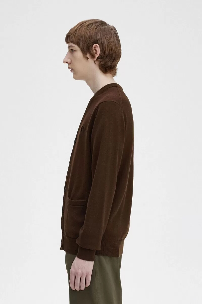 fred perry classic herren-cardigan farbe burnt tobacco