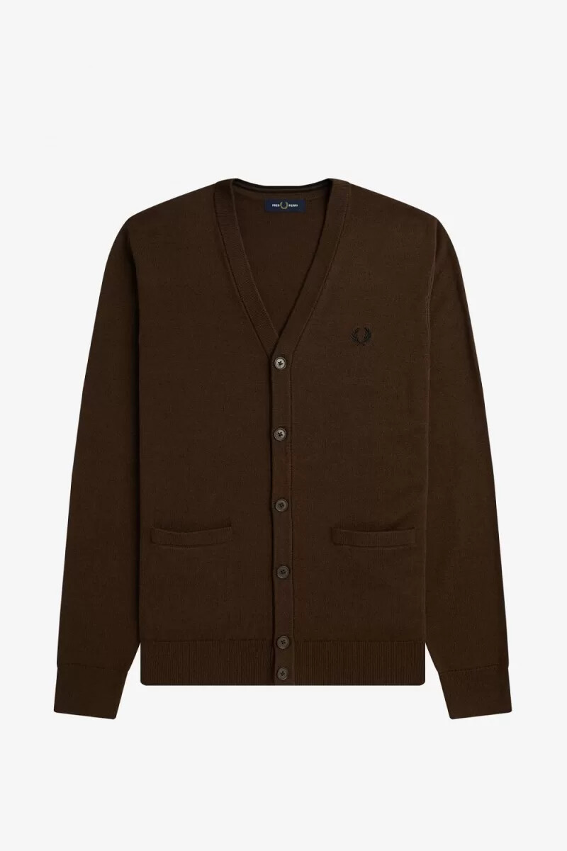 fred perry classic herren-cardigan farbe burnt tobacco