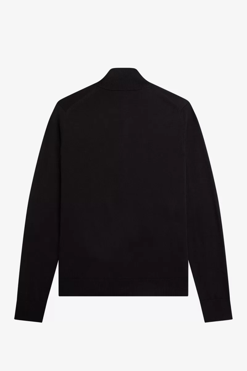 fred perry klassische herren-strickjacke mit reißverschluss schwarz