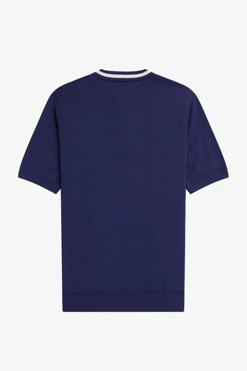 fred perry herrenhemd mit zopfmuster und henley-laufband französischblau