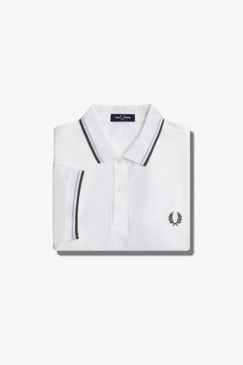 fred perry m3600 herrenhemd weiß hellblau feldgrün