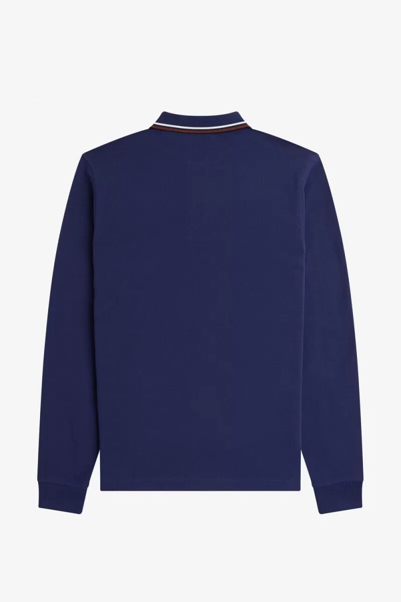 fred perry m3636 herrenhemd französischblau beige whiskybraun