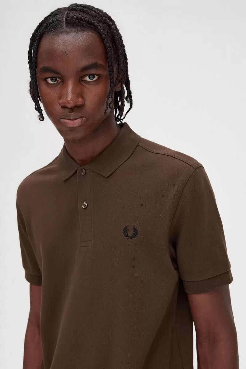 fred perry m6000 herrenhemd farbe burnt tobacco black