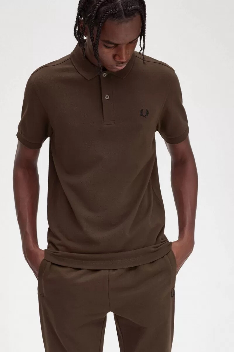 fred perry m6000 herrenhemd farbe burnt tobacco black