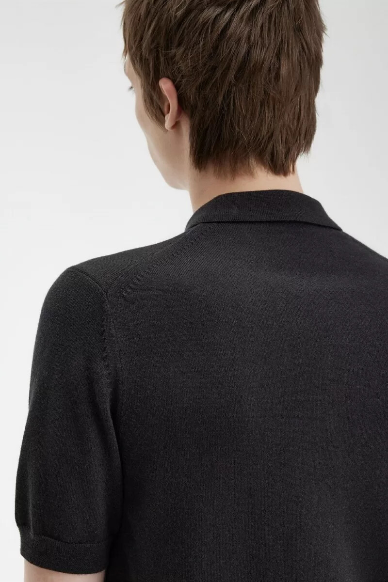 fred perry klassisches strickhemd für herren schwarz