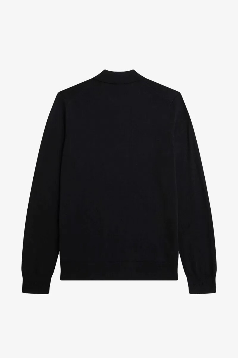 fred perry langarm-strickhemd für herren schwarz