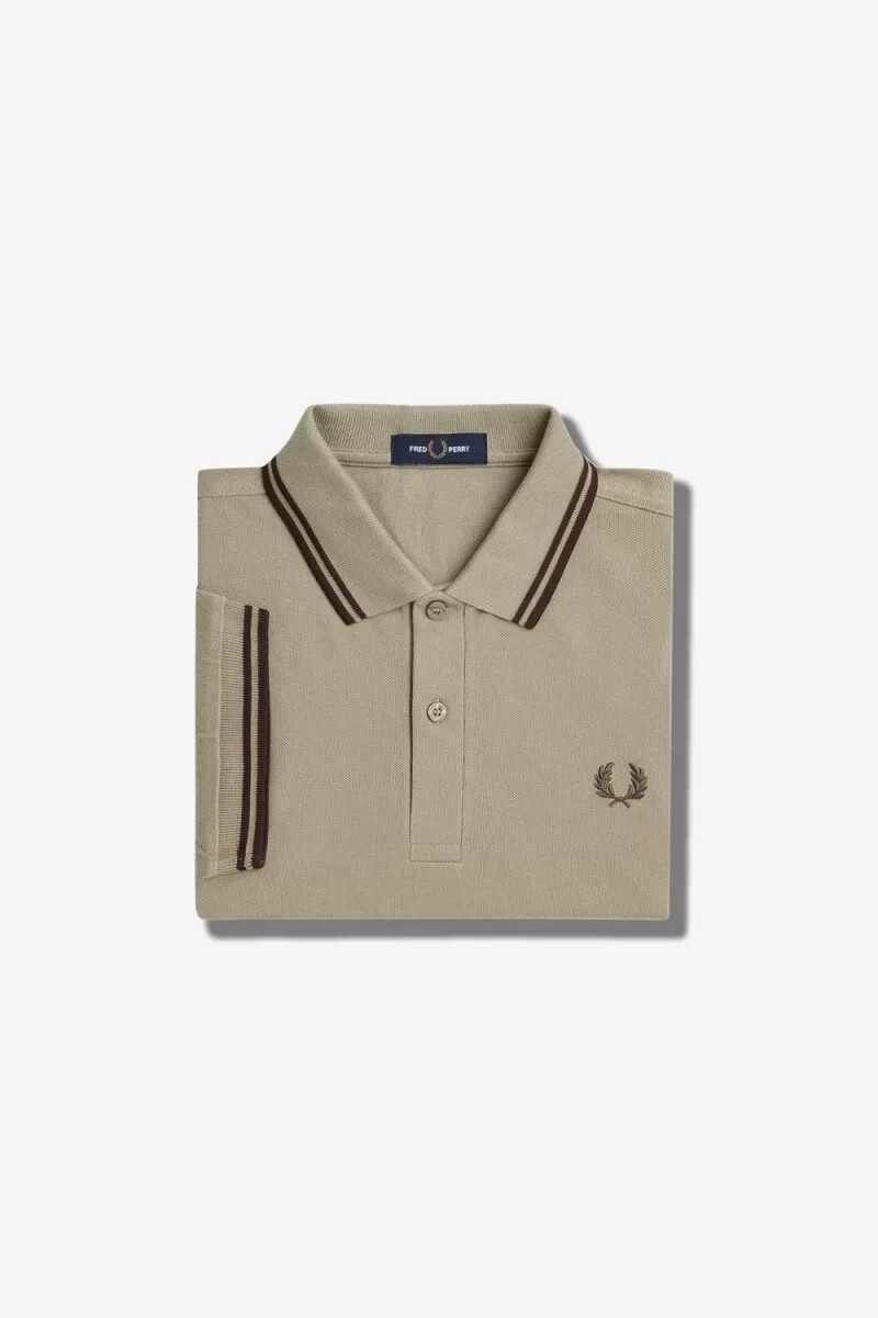 fred perry m3600 herrenhemd warmgrau dunkelrot