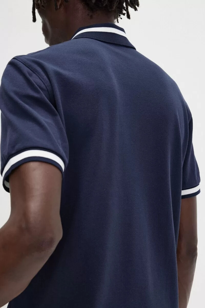 fred perry m2 herrenhemd marineblau schneeweiß