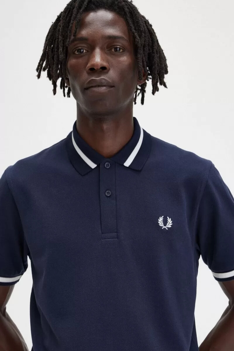 fred perry m2 herrenhemd marineblau schneeweiß