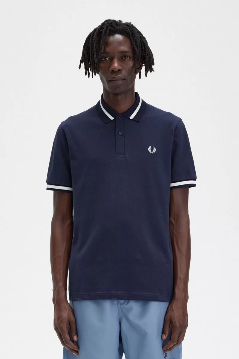 fred perry m2 herrenhemd marineblau schneeweiß