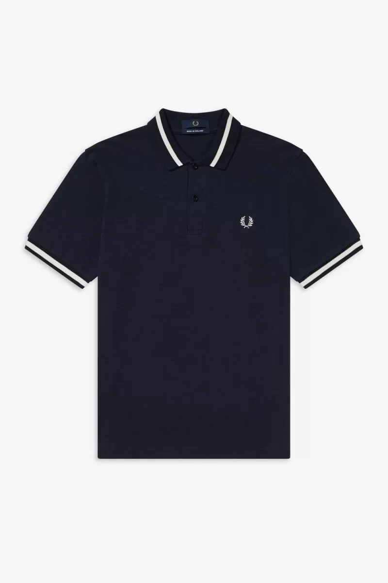 fred perry m2 herrenhemd marineblau schneeweiß