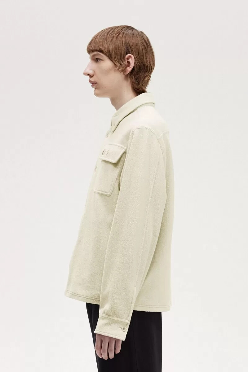fred perry fleece herrenhemd haferflockenfarbe