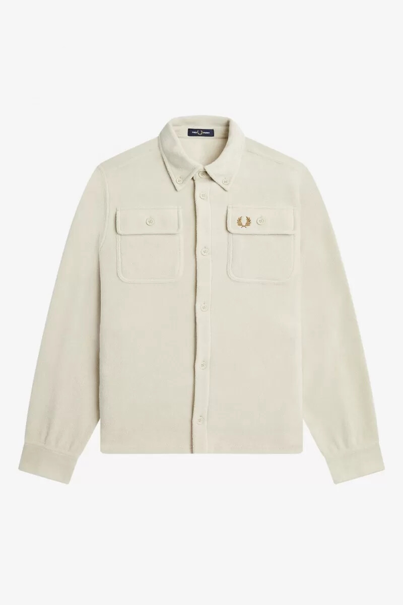 fred perry fleece herrenhemd haferflockenfarbe