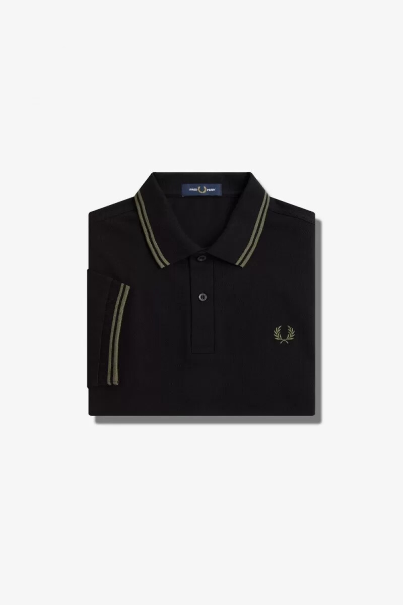 fred perry m3600 herrenhemd schwarz feldgrün
