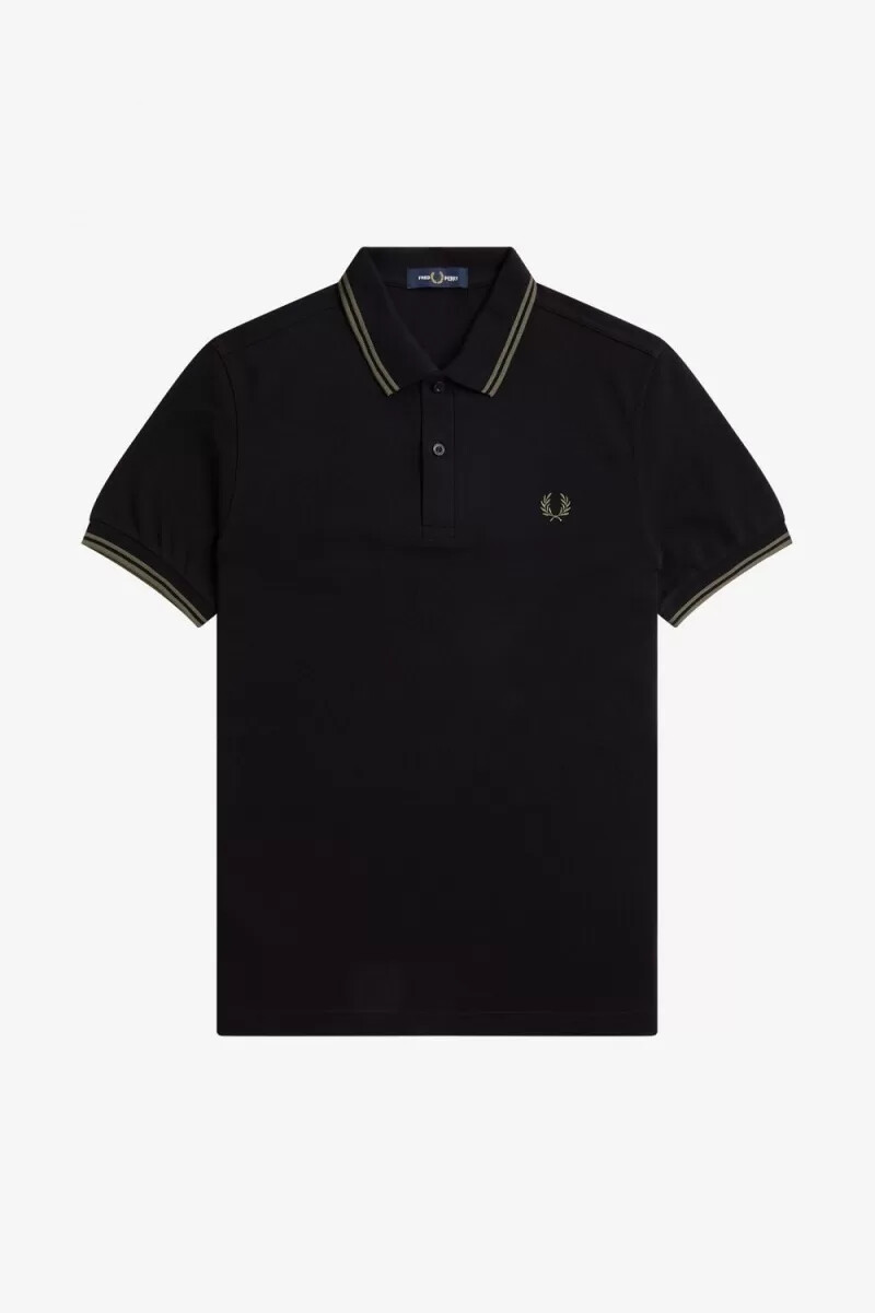 fred perry m3600 herrenhemd schwarz feldgrün