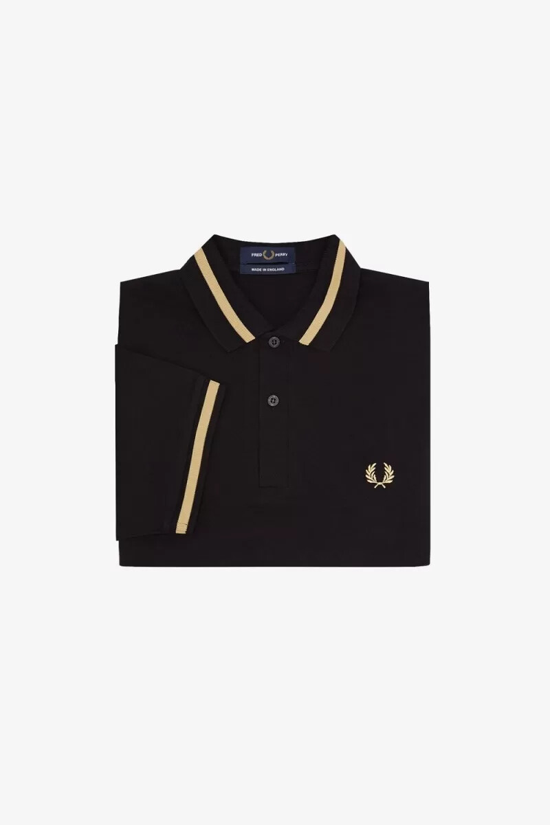 fred perry m2 herrenhemd schwarz champagner