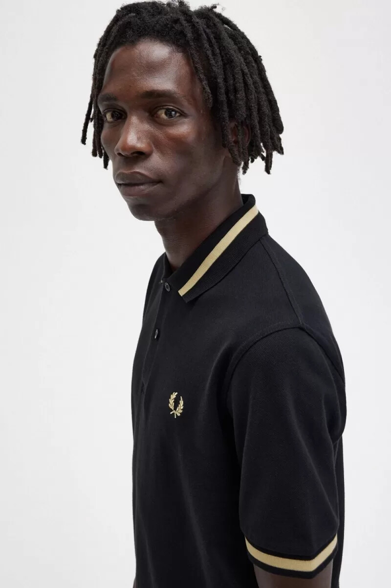fred perry m2 herrenhemd schwarz champagner