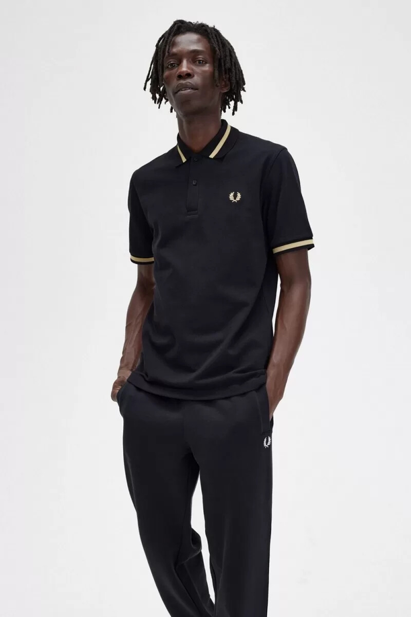 fred perry m2 herrenhemd schwarz champagner