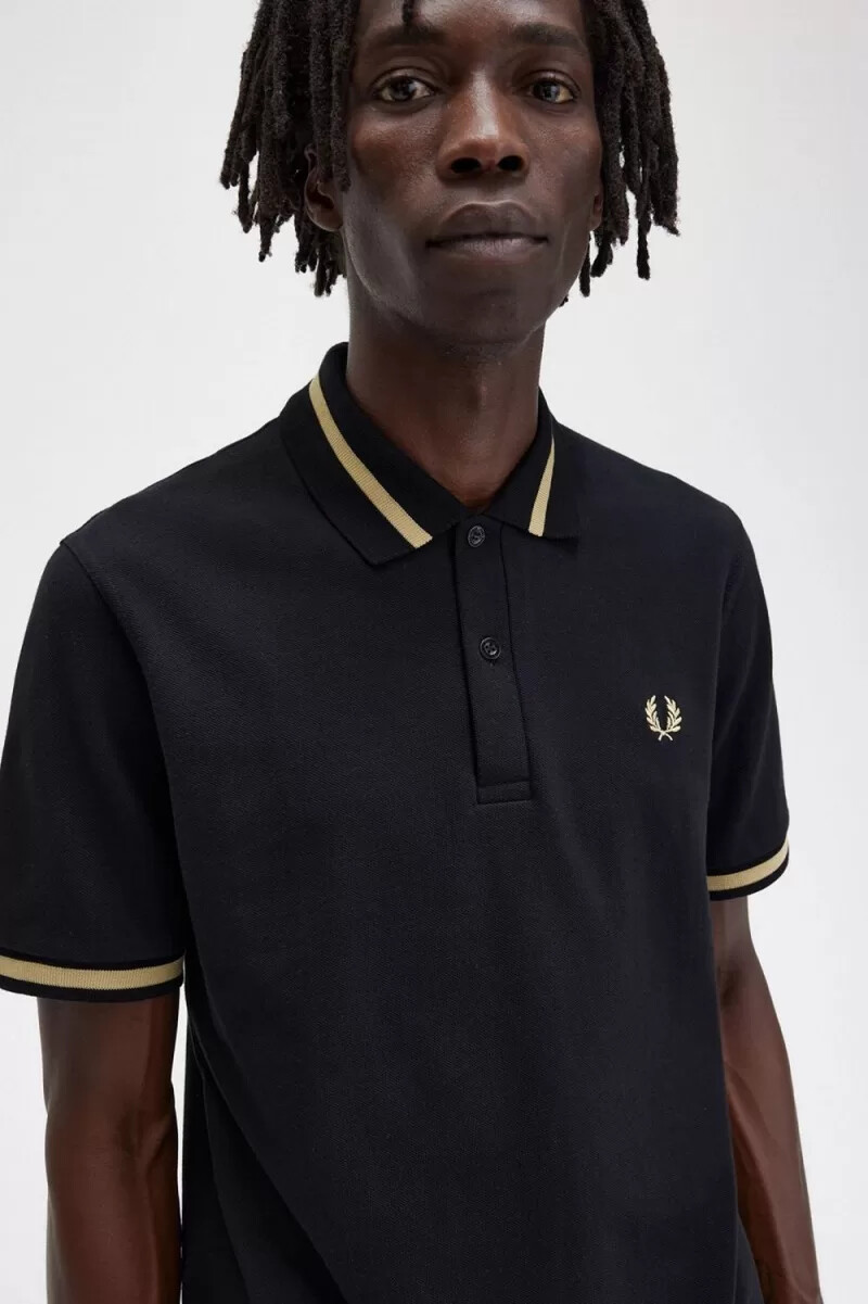fred perry m2 herrenhemd schwarz champagner