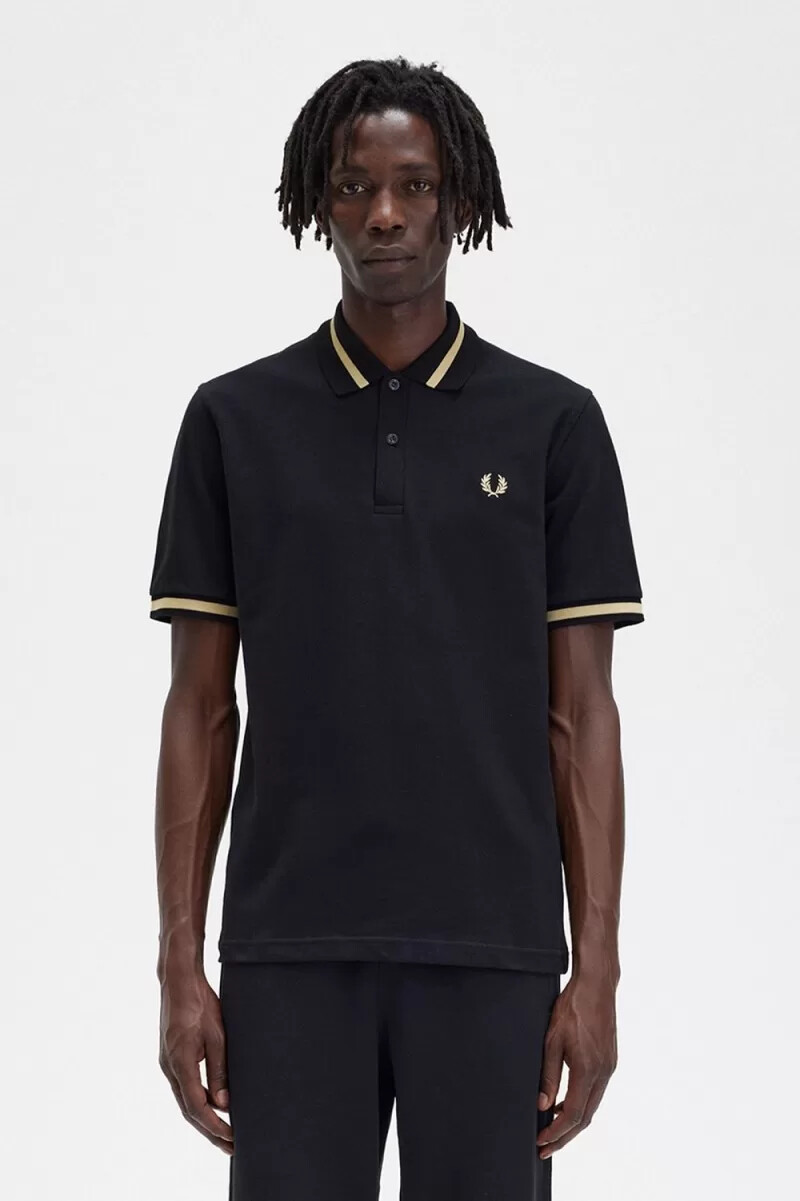 fred perry m2 herrenhemd schwarz champagner