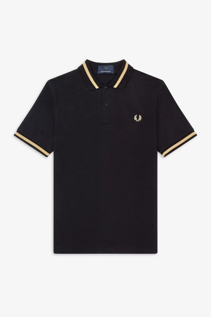 fred perry m2 herrenhemd schwarz champagner