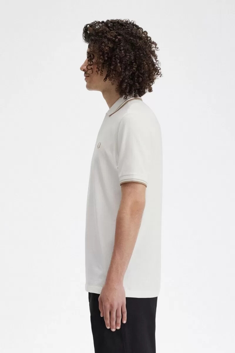 fred perry m3600 herrenhemd schneeweiß haferflockengrün
