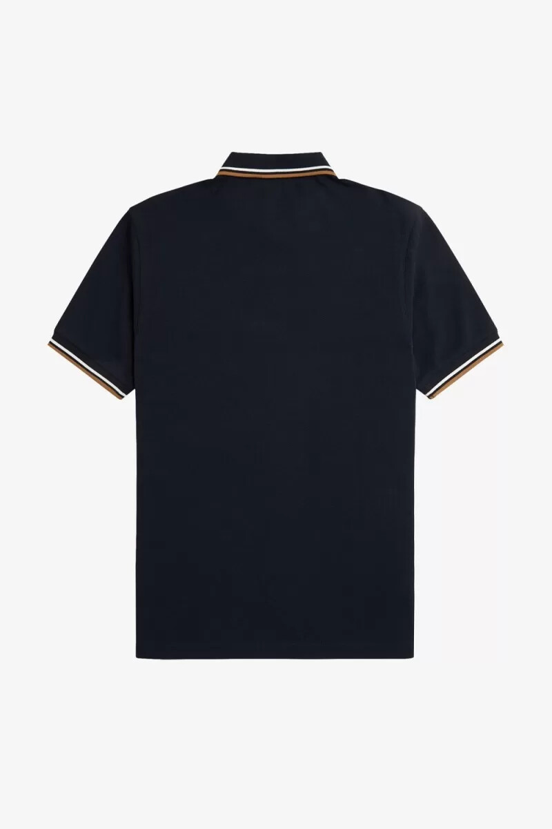 fred perry m3600 herrenhemd marineblau schneeweiß braun