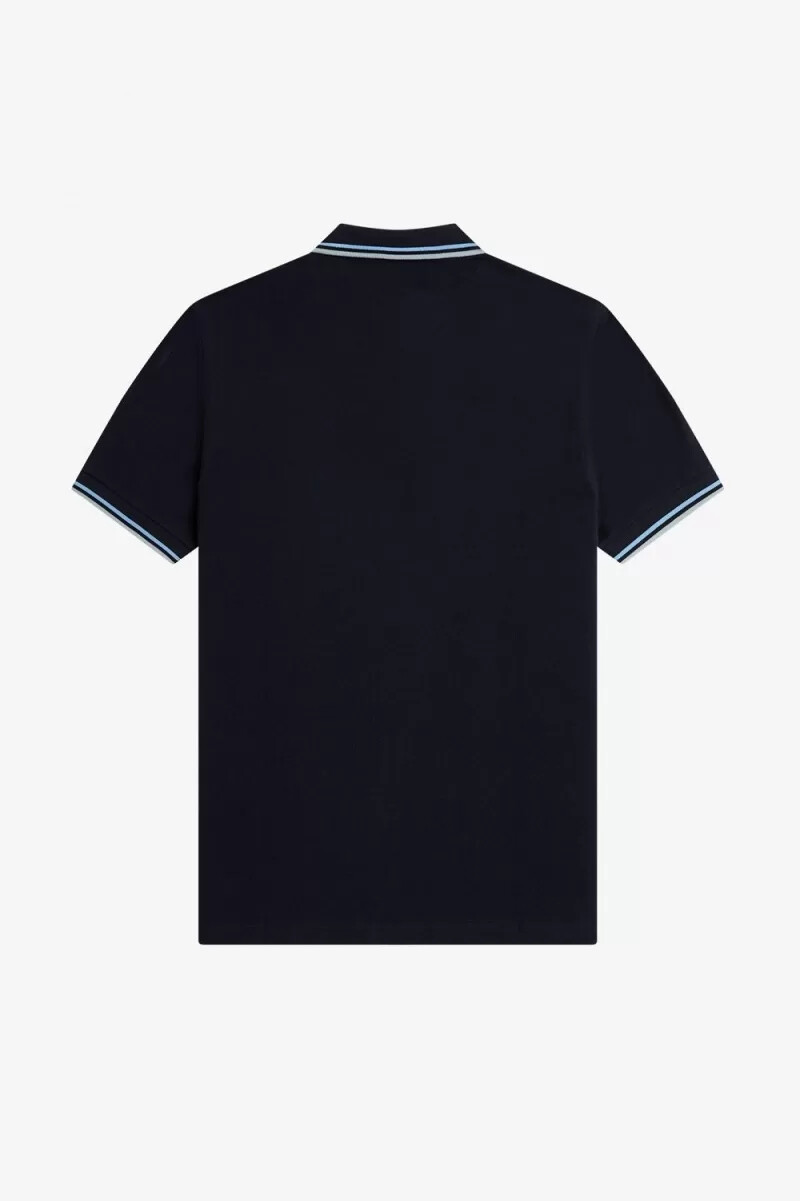 fred perry m3600 herrenhemd marineblau hellblau silberblau