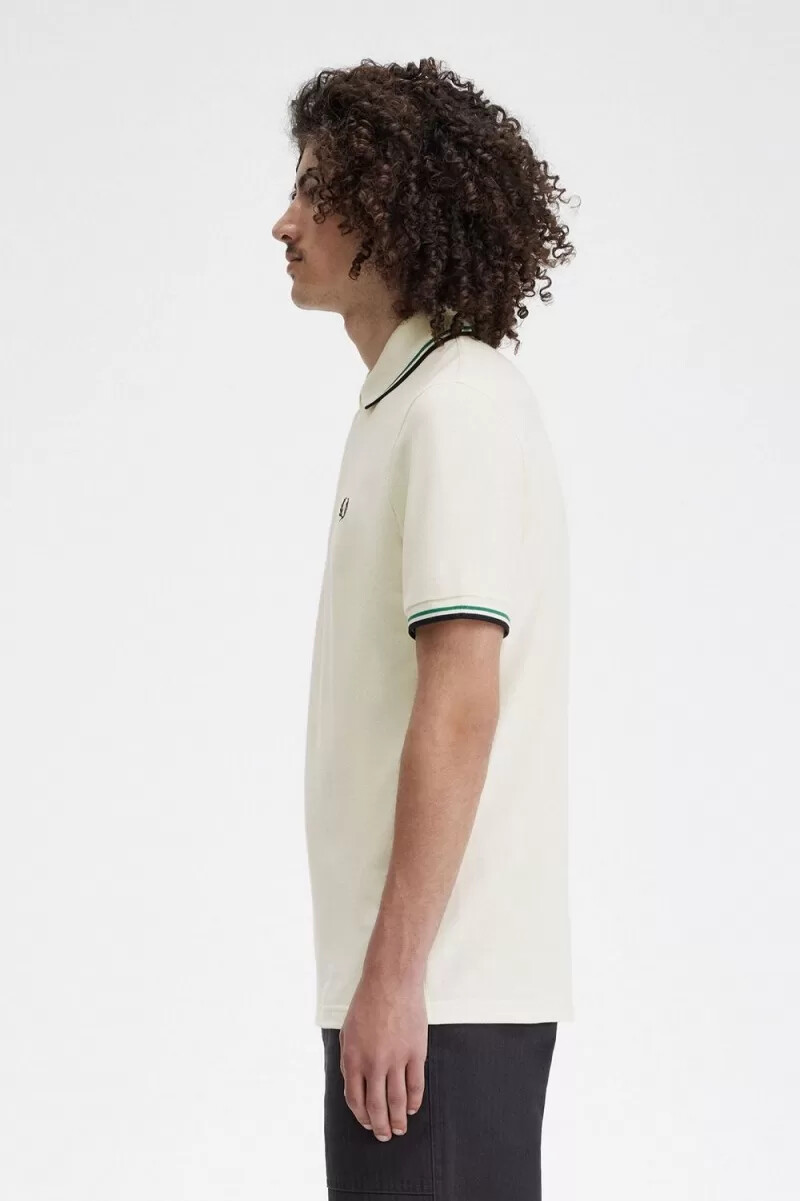 fred perry m12 herrenhemd hellbeige grün schwarz