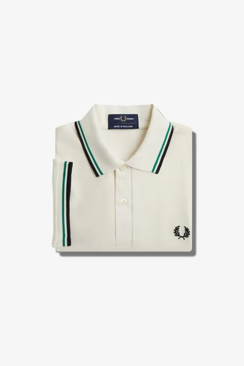 fred perry m12 herrenhemd hellbeige grün schwarz